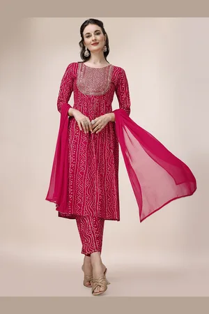 Berrylicious Bandhani Printed Gotta Patti Kurta With Trousers & Dupatta
