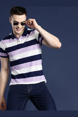 Mast & Harbour Men Striped Polo Collar T-shirt