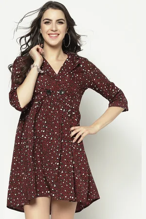 Sera Women Burgundy Printed Wrap Dress