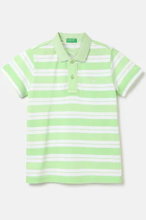 Benetton Boys Striped Polo Collar Pure Cotton Pockets T-shirt