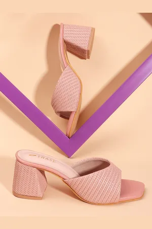 TRASE Textured Open Toe Block Heels