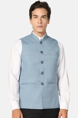 Tahvo Checked Mandarin Collar Nehru Jackets
