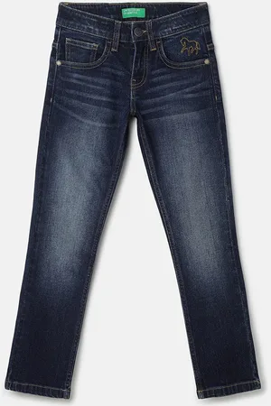 Benetton Boys Mid-Rise Slim Fit Heavy Fade Jeans