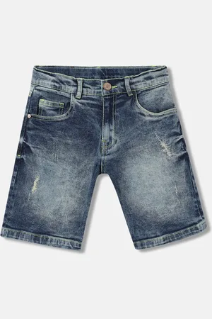 Blue Giraffe Boys Washed Printed Denim Shorts