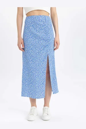 DeFacto Floral Printed A-Line Straight Skirt