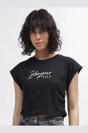 Elle Women Typography Printed Slim Fit T-shirt