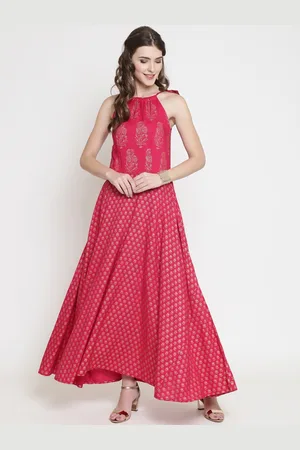 Sera Women Fuchsia & Gold-Toned Printed Maxi Dress