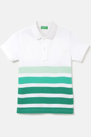 Benetton Boys Striped Polo Collar Pure Cotton T-shirt