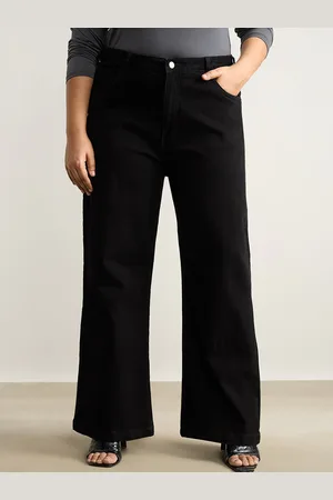FREAKINS Women Plus Size Wide Leg Pure Cotton High-Rise Jeans
