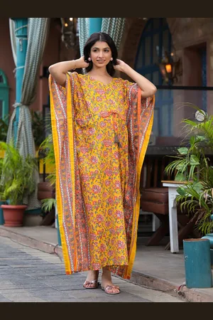 Aujjessa Floral Print Cotton V-Neck Kimono Sleeves Maternity Maxi Dress