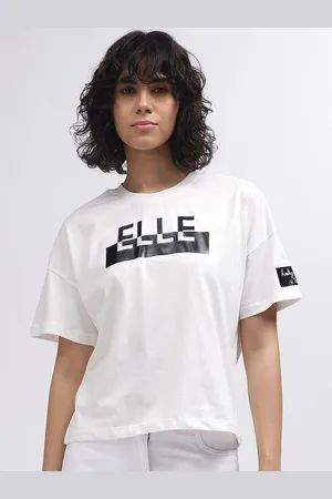 Elle Women Polo Collar Applique T-shirt