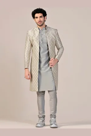 KISAH Men Self Design Indo-western Sherwani Set