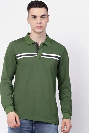 Kalt Striped Polo Collar Long Sleeves Cotton Casual T-shirt