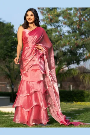 HOUSE OF JAMOTI Tissue Saree & Stitched Blouse