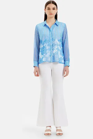 Kazo Rachel Comfort Floral Printed Spread Collar Chiffon Casual Shirt