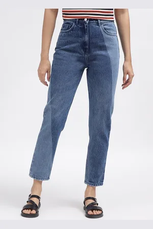 ICONIC Women Washed Straight Fit Pure Cotton Jeans