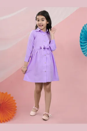 BAESD Girls Cuffed Sleeves Crepe Shirt Dress