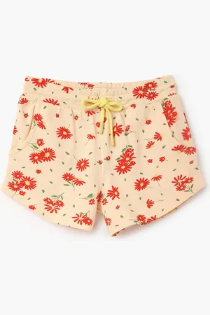 Benetton Girls Floral Printed Regular Fit Cotton Shorts