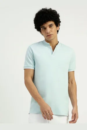 Benetton Mandarin Collar Short Sleeves Cotton T-shirt