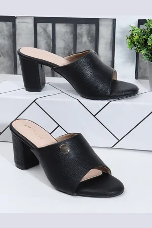TRASE Textured Open Toe Block Heels