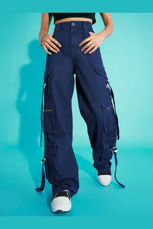 Sassafras Girls Relaxed Fit High-Rise Pure Cotton Cargo Jeans