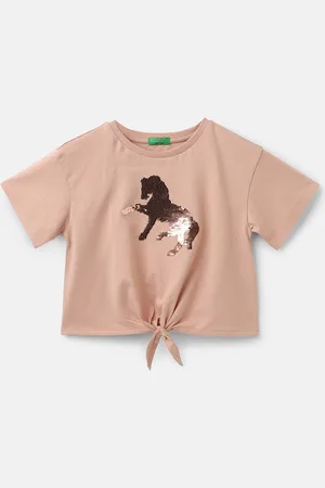 Benetton Girls Pure Cotton Round Neck T-shirt