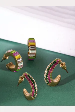 Ami Set Of 2 Gold-Plated Contemporary Half Hoop Earrings
