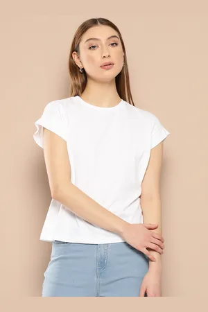Chemistry Women Solid Round Neck Dolman Sleeves T-shirt