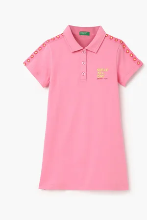 Benetton Girls Polo Collar Cotton T-shirt Dress