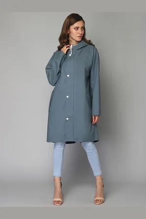 THE CLOWNFISH Tiara Grey Solid Waterproof Double Layer Long Rain Jacket