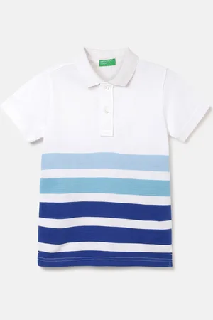Benetton Boys Striped Polo Collar Pure Cotton T-shirt