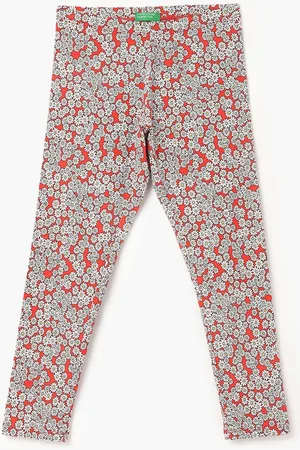 Benetton Girls Floral Printed Mid-Rise Ankle-Length Leggings