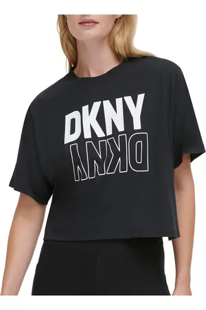 DKNY Women Typography Printed Pure Cotton Boxy T-shirt