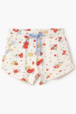Benetton Girls Floral Printed Mid Rise Cotton Shorts