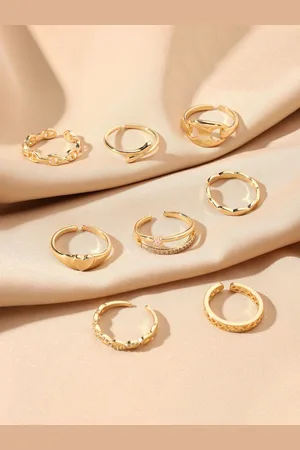 Salty Women Set of 8 Linked Eternity Adjustable Finger Rings