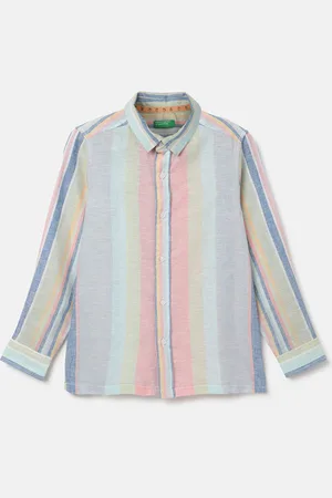 Benetton Boys Multi Stripes Opaque Striped Casual Shirt