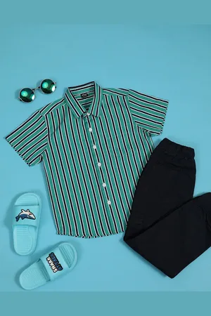 HOOP Boys Opaque Striped Casual Shirt