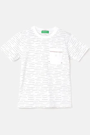 Benetton Boys Striped Round Neck Pure Cotton T-shirt