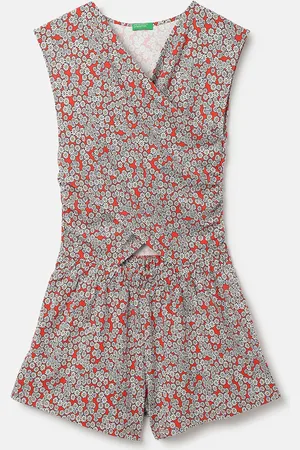 Benetton Girls Floral Printed Playsuit