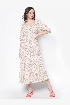 Sera Woman Off White Floral Maxi Dress
