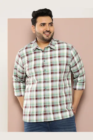 Sztori Men Plus Size Checked Pure Cotton Casual Shirt