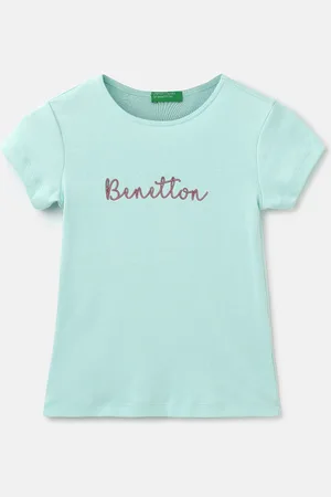 Benetton Girls Typography Printed Pure Cotton T-shirt