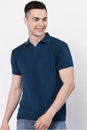 Kalt Striped Polo Collar Short Sleeves T-shirt