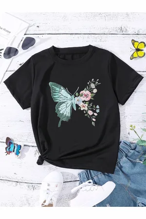 Stylecast Girls Black Graphic Printed T-shirt