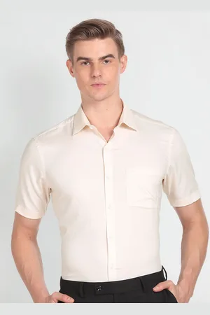 Arrow Regular Fit Spread Collar Short Sleeve Pocket Cotton Formal Shirt