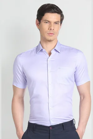 Arrow Geometric Printed Spread Collar Chest Pocket Pure Cotton Formal Shirt