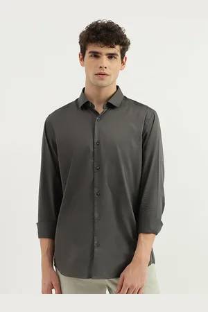 Benetton Cotton Spread Collar Slim Fit Curved Formal Shirt