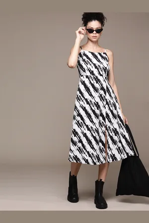 Roadster Abstract Print Crepe A-Line Midi Dress