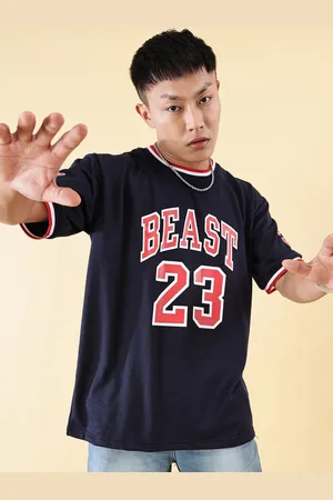 Rodzen Men Varsity Printed Pure Cotton Applique T-shirt