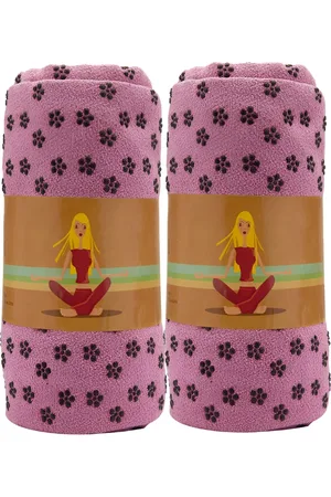 Aura Pink & Black 2Pcs Printed Microfiber Anti-Slip Yoga Mats